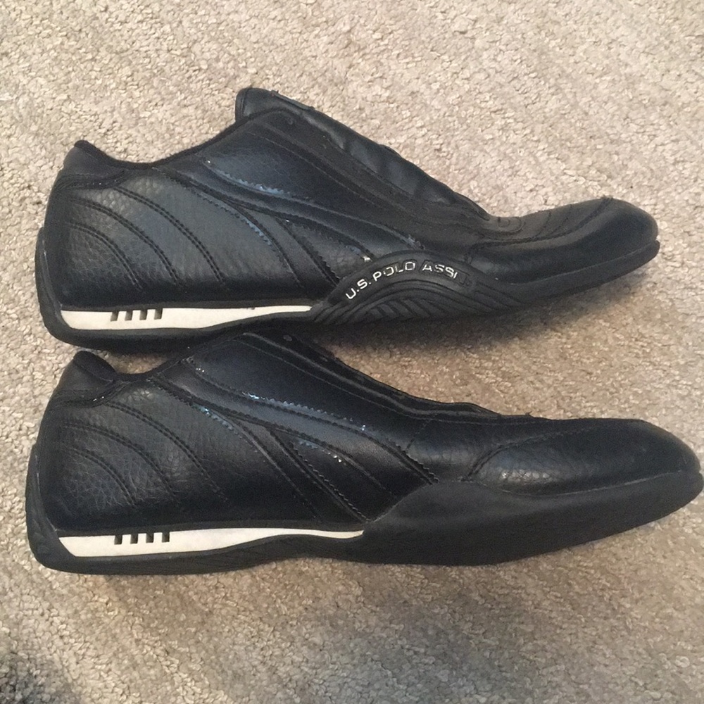 US POLO ASSN Black Shoes white trim